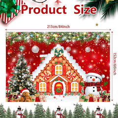 Lofaris (7 Day Delivery) Red Festive Christmas Gingerbread House Backdrop