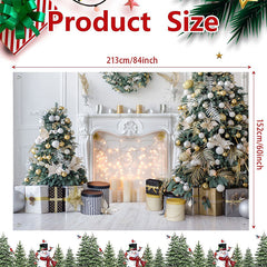 Lofaris (7 Day Delivery) White Indoor Scene Christmas Fireplace Tree Backdrop