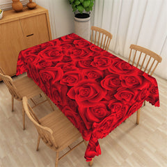 Lofaris Valentines Day Deep Red Rose Rectangle Tablecloth