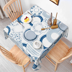 Lofaris Variant Blue Disc Patterns Unique Square Tablecloth