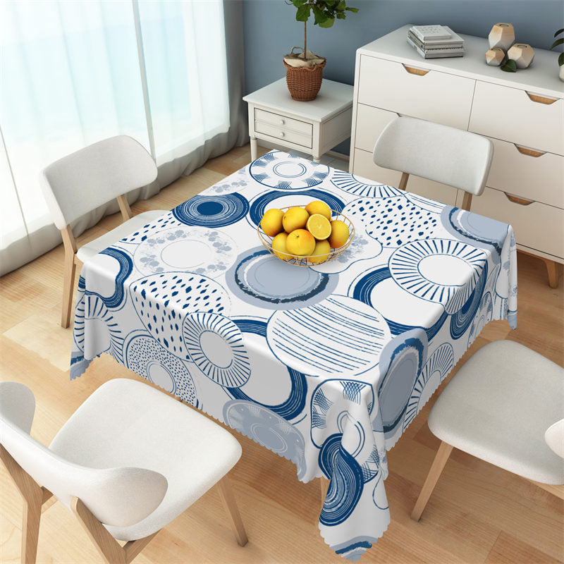 Lofaris Variant Blue Disc Patterns Unique Square Tablecloth