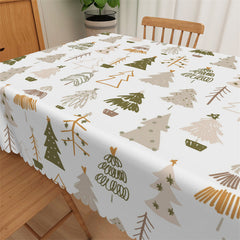 Lofaris Variant Christmas Tree Pattern Repeat Fabric Tablecloth