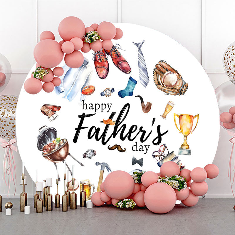 Lofaris Various Gifts Rugby White Fathers Day Round Backdrop