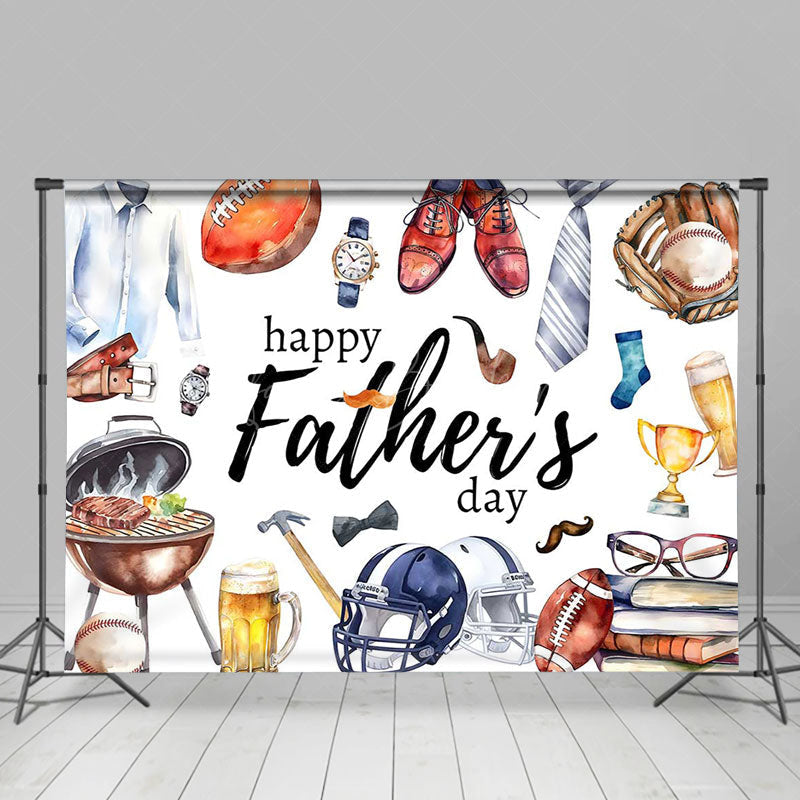 Lofaris Various Gifts Rugby White Happy Fathers Day Backdrop