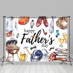 Lofaris Various Gifts Rugby White Happy Fathers Day Backdrop