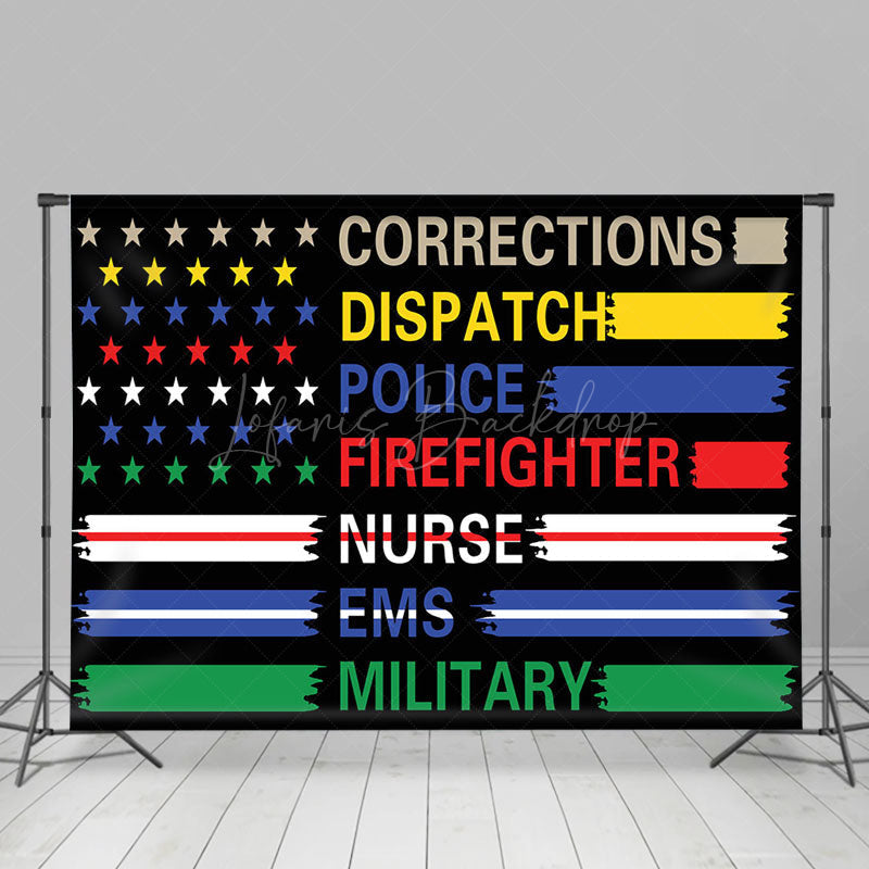 Lofaris Various Industries Flag First Responders Day Backdrop