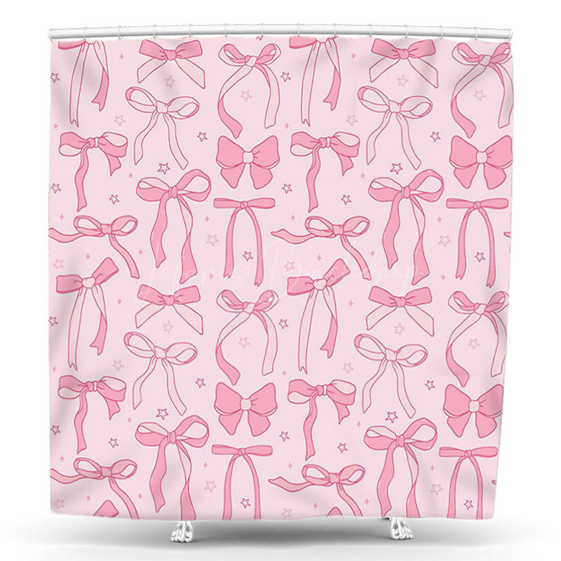 Lofaris Various Pink Bow Tie Girl Birthday Shower Curtain