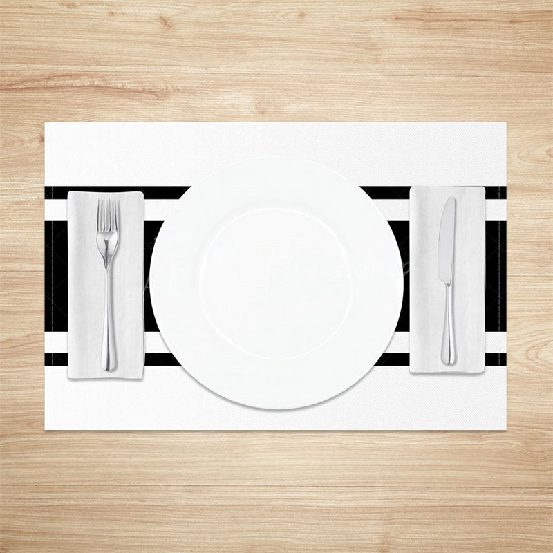 Lofaris Varying Widths Black White Stripe Set Of 4 Placemats