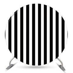 Lofaris Vertical Black White Stripes Round Backdrop For Party