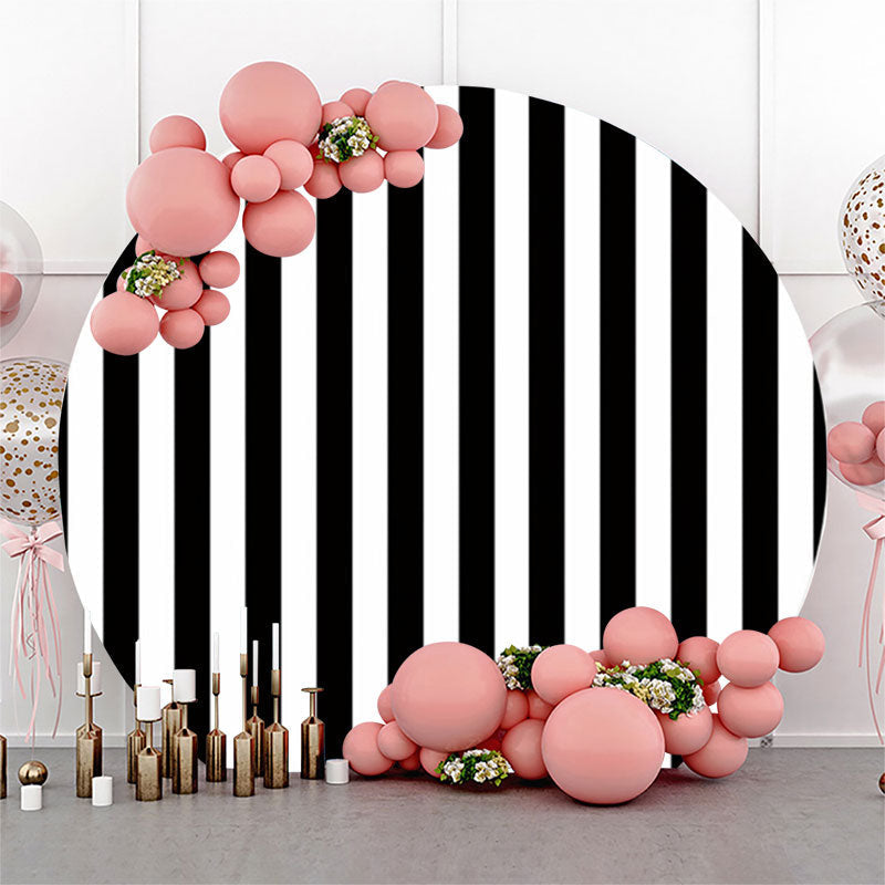 Lofaris Vertical Black White Stripes Round Backdrop For Party