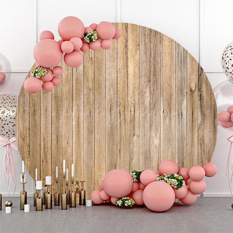 Lofaris Vertical Plank Wooden Wall Round Birthday Backdrop