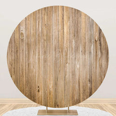 Lofaris Vertical Plank Wooden Wall Round Birthday Backdrop