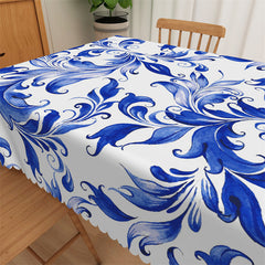 Lofaris Vibrant Blue Blossoms Rectangle Restaurant Tablecloth