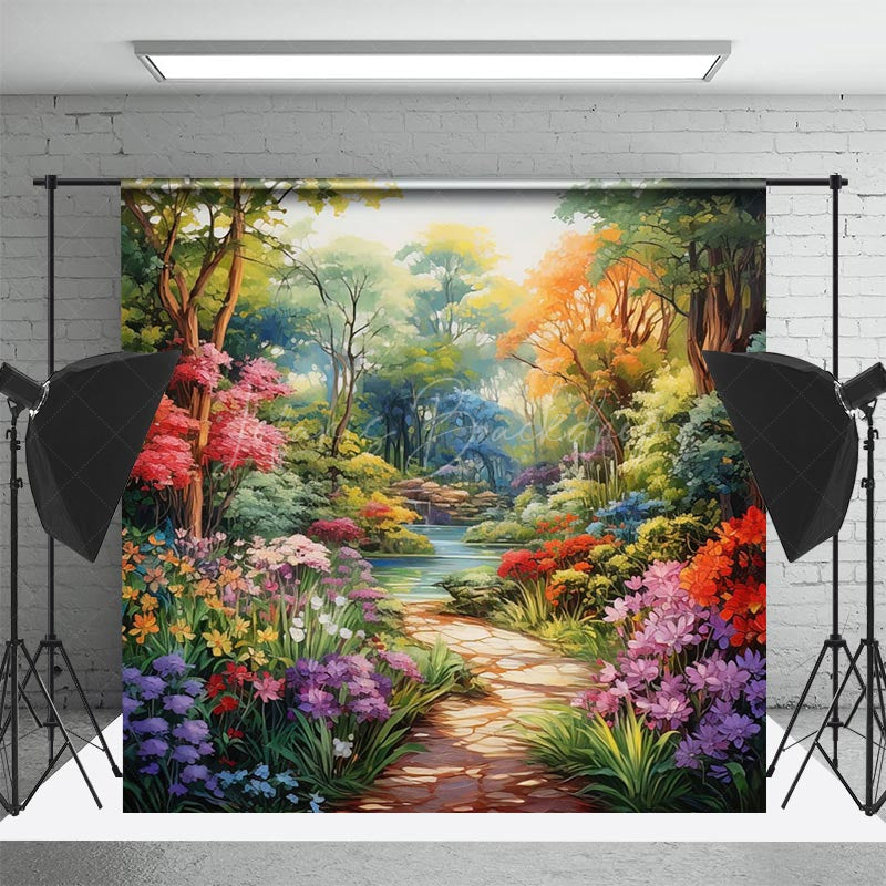 Lofaris Vibrant Floral Forest Spring Photo Backdrop