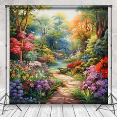 Lofaris Vibrant Floral Forest Spring Photo Backdrop