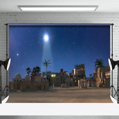 Lofaris Village Holy Light Night Stars Christmas Backdrop