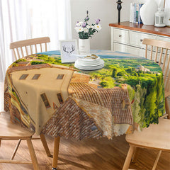 Lofaris Village Natural Scenery Pastoral Round Tablecloth