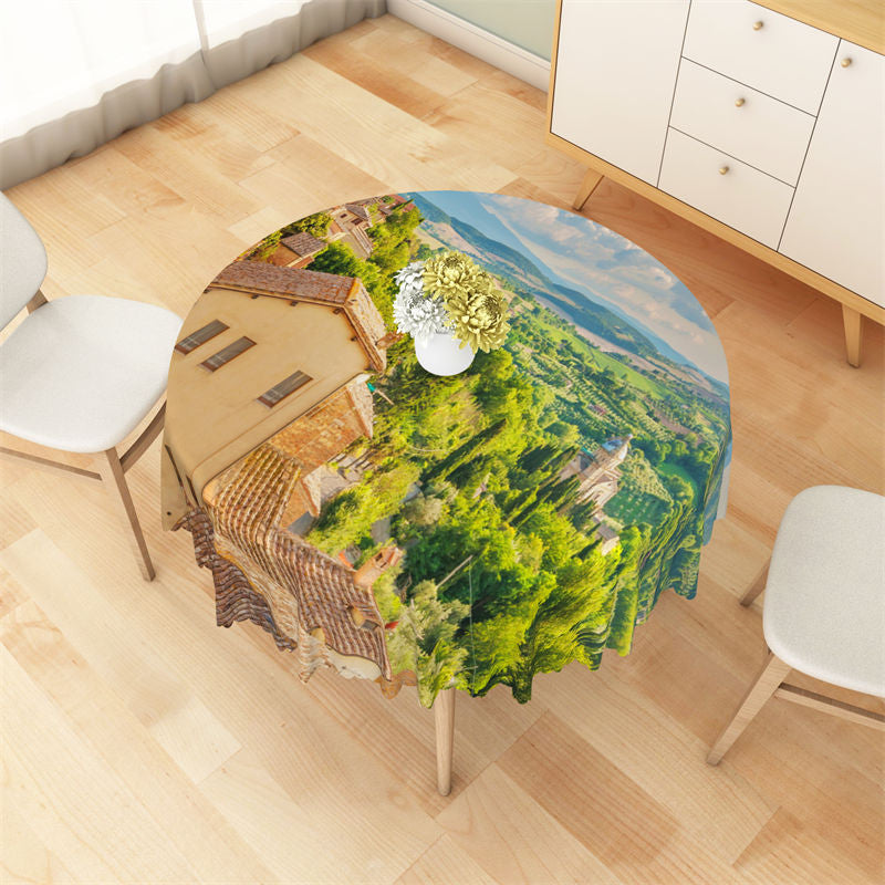 Lofaris Village Natural Scenery Pastoral Round Tablecloth