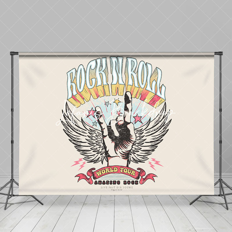 Lofaris Vinatge Rock N Roll Hand Wing World Tour Backdrop