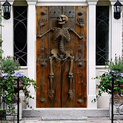 Lofaris Vinatge Skeleton Wooden Wall Halloween Door Cover