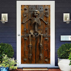 Lofaris Vinatge Skeleton Wooden Wall Halloween Door Cover