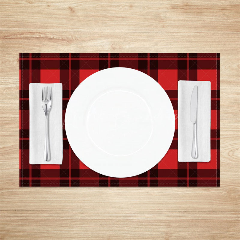 Lofaris Vintage Black Red Plaid Dining Set Of 4 Placemats