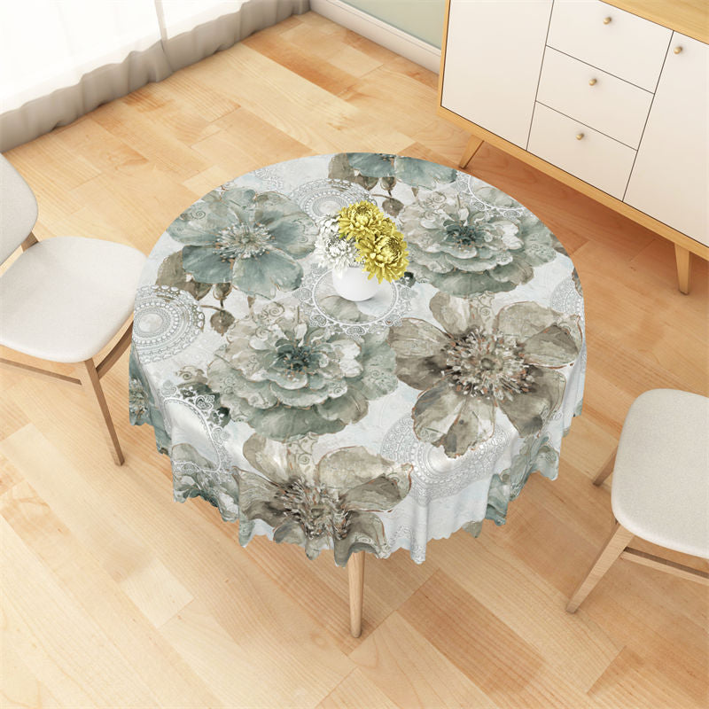 Lofaris Vintage Blooming Flowers Pattern Round Tablecloth