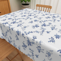 Lofaris Vintage Blue Flower Painting Rectangle Tablecloth