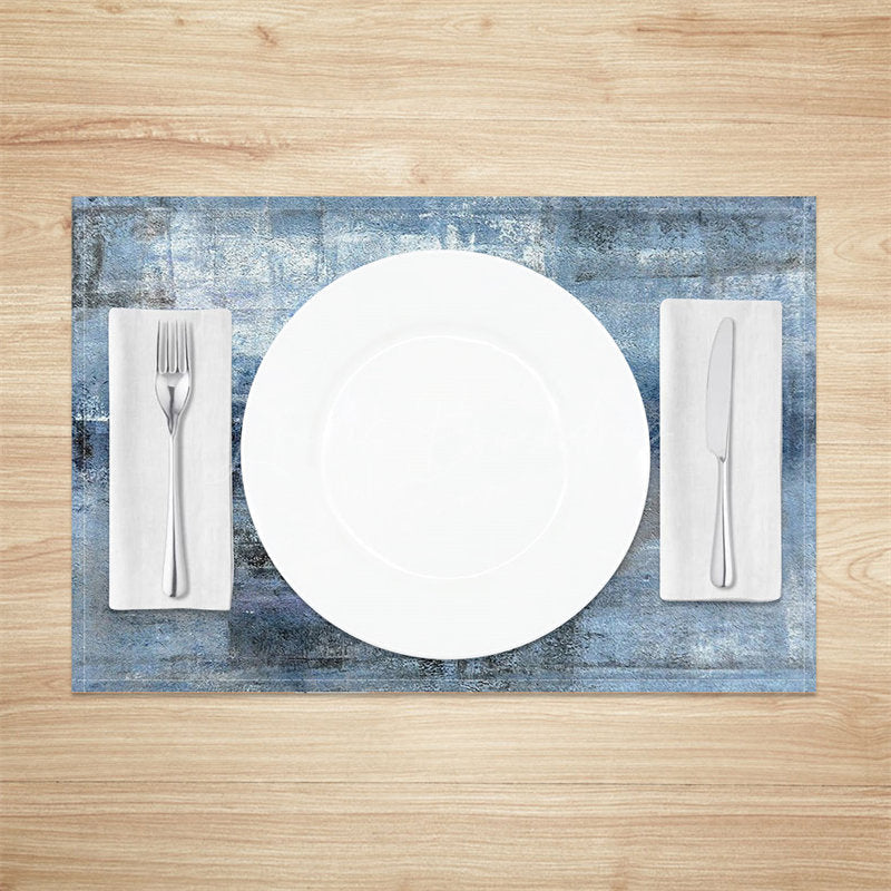 Lofaris Vintage Blue Grey Abstract Art Set Of 4 Placemats