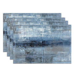 Lofaris Vintage Blue Grey Abstract Art Set Of 4 Placemats