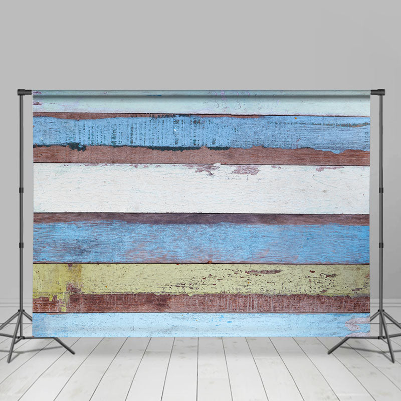 Vintage Blue Paint Wood Wall Photo Booth Backdrop - Lofaris