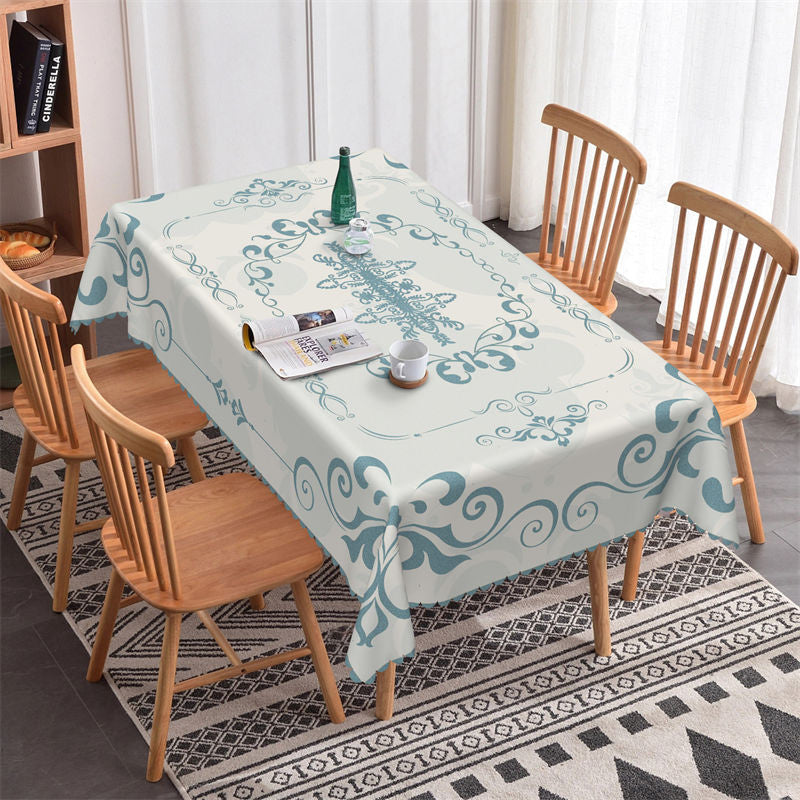 Lofaris Vintage Blue Pattern Dining Room Rectangle Tablecloth