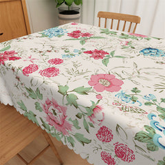 Lofaris Vintage Blue Pink Flowers Restaurant Tablecloth