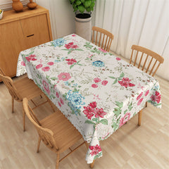 Lofaris Vintage Blue Pink Flowers Restaurant Tablecloth