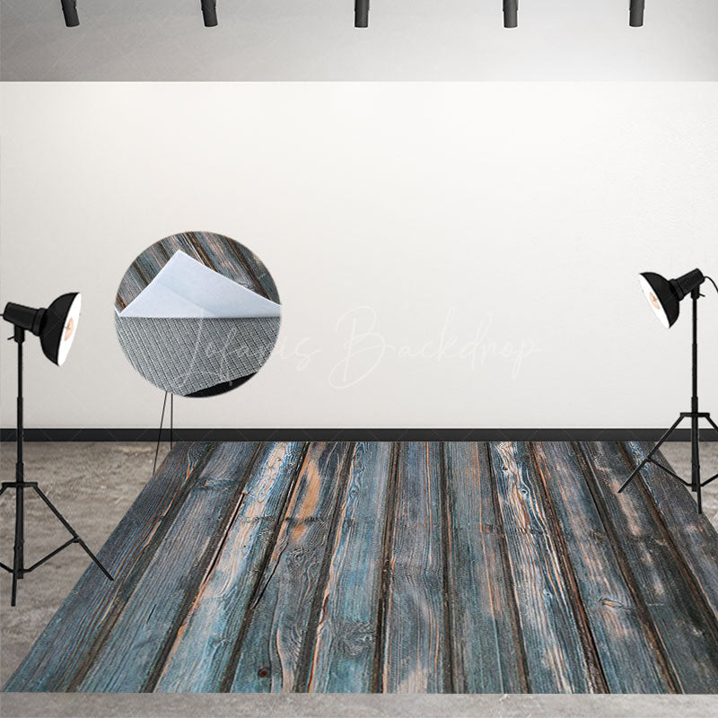 Lofaris Vintage Blue Vertical Wood Photo Floor Backdrop