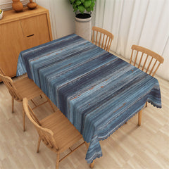 Lofaris Vintage Blue Wood Horizontal Stripes Tablecloth