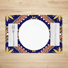 Lofaris Vintage Blue Yellow Tribal Dining Set Of 4 Placemats