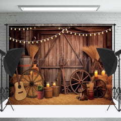 Lofaris Vintage Brown Barn Door Cowboy Photography Backdrop