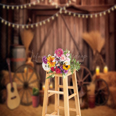 Lofaris Vintage Brown Barn Door Cowboy Photography Backdrop