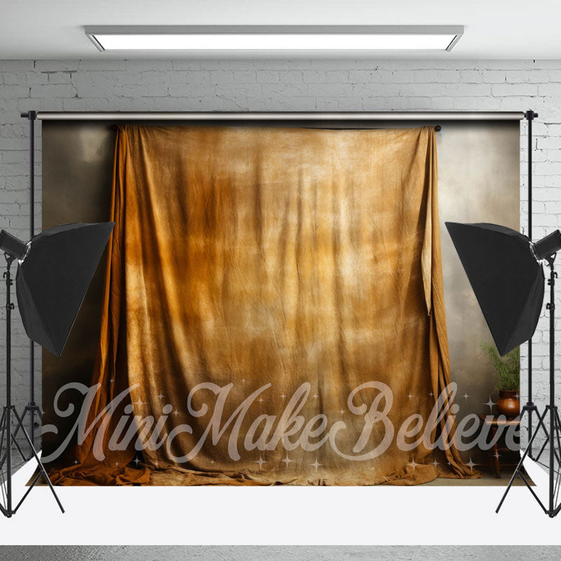 Lofaris Vintage Brown Curtain Grey Wall Photography Backdrop