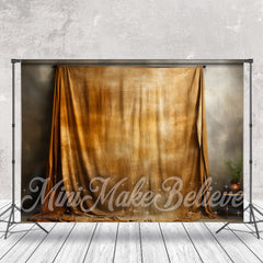 Lofaris Vintage Brown Curtain Grey Wall Photography Backdrop