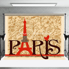 Lofaris Vintage Brown Floral Paris Eiffel Tower Backdrop