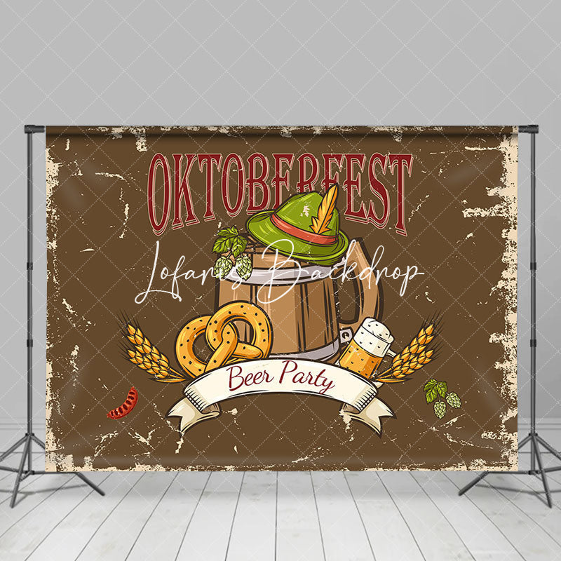 Lofaris Vintage Brown Hat Oktoberfest Beer Party Backdrop