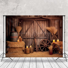 Lofaris Vintage Brown Western Cowboy Wood Barn Door Backdrop