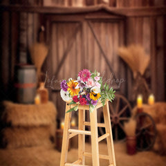 Lofaris Vintage Brown Western Cowboy Wood Barn Door Backdrop