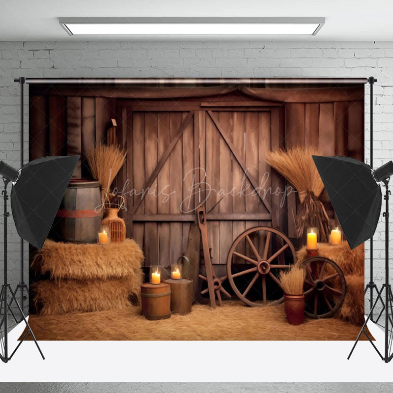 Lofaris Vintage Brown Western Cowboy Wood Barn Door Backdrop