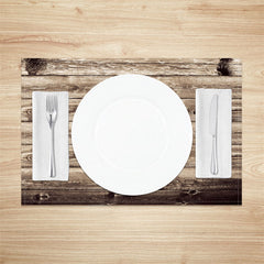 Lofaris Vintage Brown Wood Grain Dining Set Of 4 Placemats