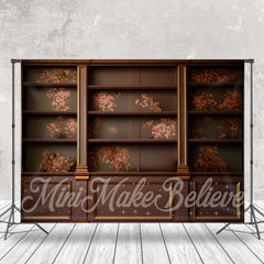 Lofaris Vintage Brownflower Pattern Cabinet Wall Backdrop