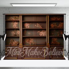 Lofaris Vintage Brownflower Pattern Cabinet Wall Backdrop