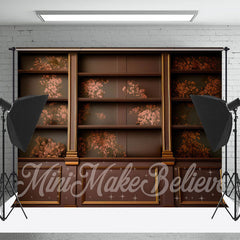 Lofaris Vintage Brownflower Pattern Cabinet Wall Backdrop